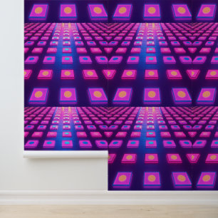 Retro Neon Glow Disco Dance Floor   Peel and Stick Wallpaper