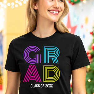 Retro Neon Grad Graduation Party Tri-Blend Shirt