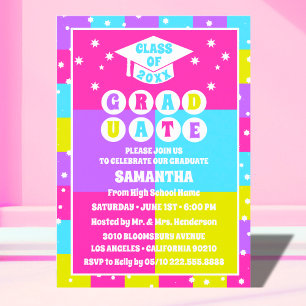 Retro Neon Graduation Party Invitation