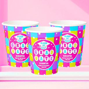 Retro Neon Graduation Party Paper Cups