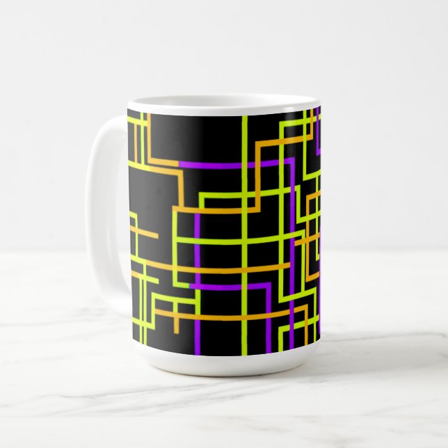 Retro Neon Grid Coffee Mug (Front Left)