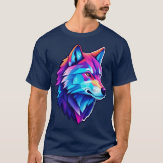 retro neon low poly Wolf T-Shirt