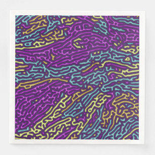 Retro Neon Maze Pattern – Arcade Aesthetic Napkin