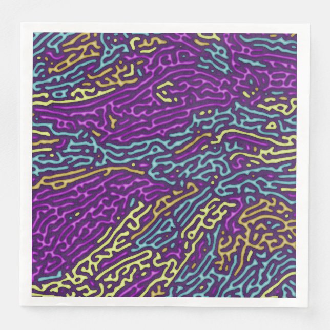 Retro Neon Maze Pattern – Arcade Aesthetic Napkin (Front)