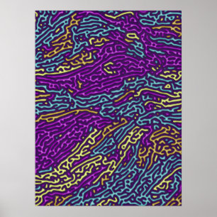 Retro Neon Maze Pattern – Arcade Aesthetic Poster