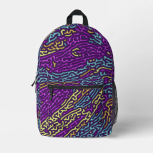 Retro Neon Maze Pattern – Arcade Aesthetic Printed Backpack