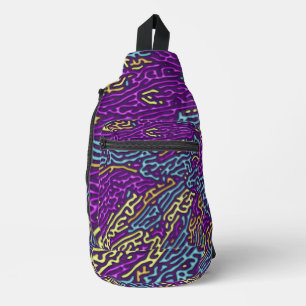 Retro Neon Maze Pattern – Arcade Aesthetic Sling Bag