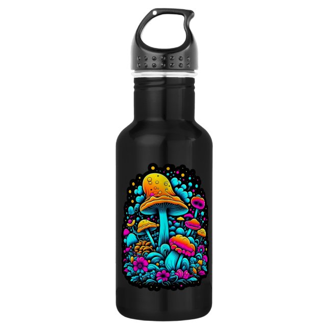 Retro Neon Mushrooms and Flowers  532 Ml Water Bottle (Front)