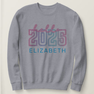 Retro Neon New Year 2025 Vibes Grey Sweatshirt