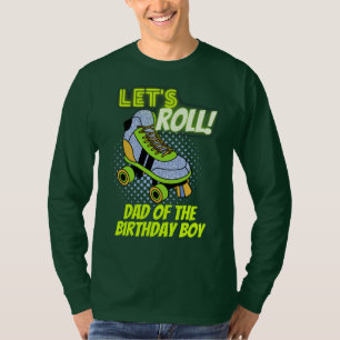 Retro Neon Roller Skating Lets Roll Birthday Crew T-Shirt