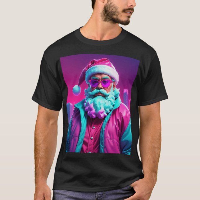 Retro Neon Santa Claus T-Shirt (Front)