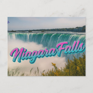 Retro Neon Script Niagara Falls Waterfall Postcard