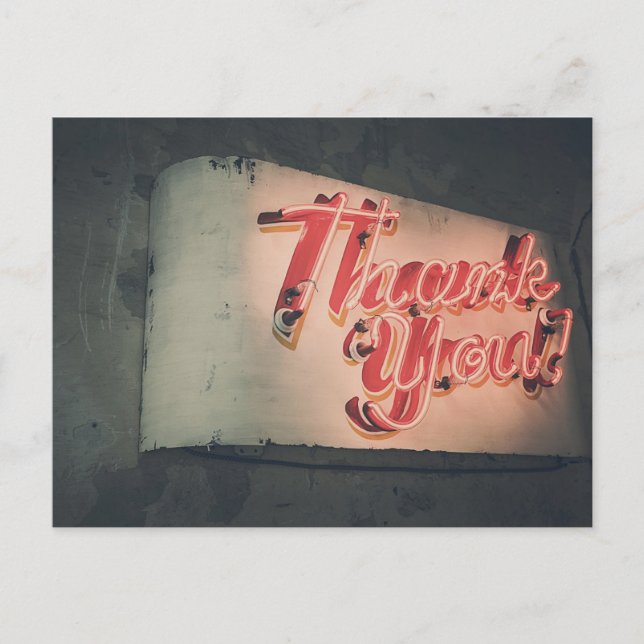 Retro Neon Sign Thank You Postcard (Front)