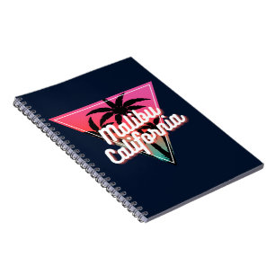Retro Neon Sunset Palm Trees Malibu California Notebook