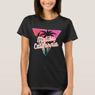 Retro Neon Sunset Palm Trees Malibu California T-Shirt