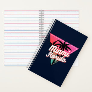 Retro Neon Sunset Palm Trees Miami Florida Notebook