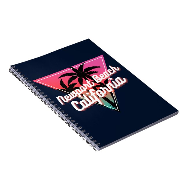 Retro Neon Sunset Palm Trees Newport Beach Notebook (Right Side)