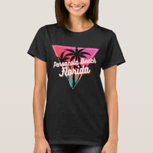 Retro Neon Sunset Palm Trees Pensacola Beach T-Shirt