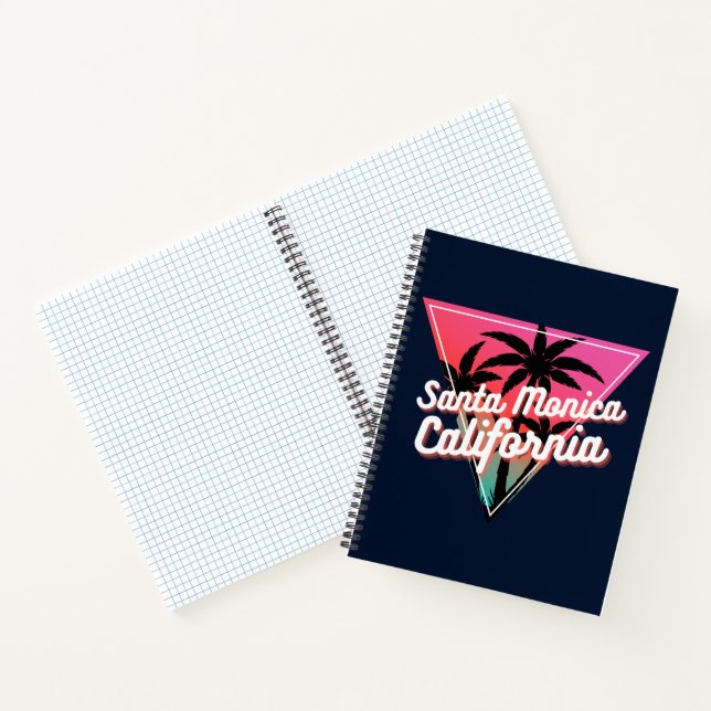Retro Neon Sunset Palm Trees Santa Monica Notebook (Inside)