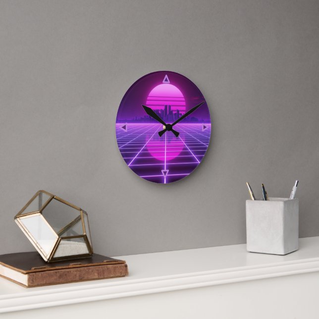 Retro Neon Synthwave Infinity Grid Wall Clock - Cy (Office)