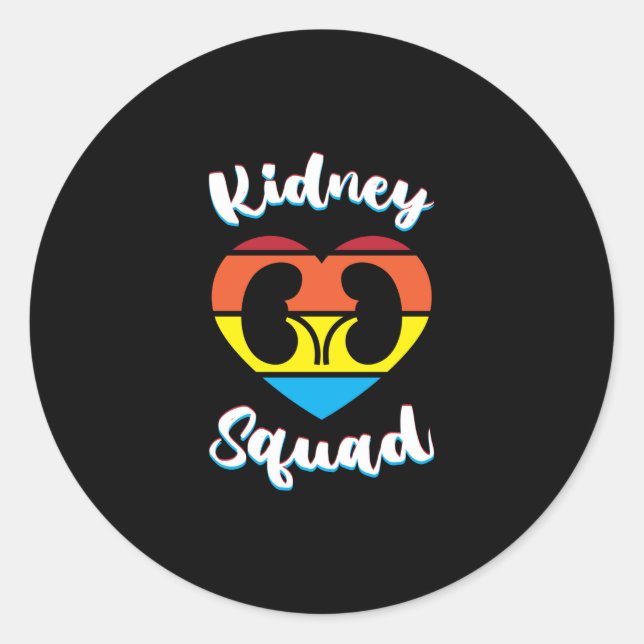 Retro Nephrology Team Dialysis Nurse Kidney Squad Classic Round Sticker (Front)