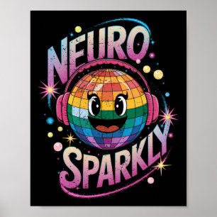 Retro Neurodivergent Neurosparkly Autism Spectrum Poster
