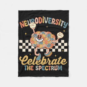 Retro Neurodiversity Shirts Autism Spectrum Asd Ad Fleece Blanket
