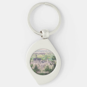 Retro Neuschwanstein Castle in Germany Key Ring