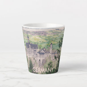Retro Neuschwanstein Castle in Germany Latte Mug