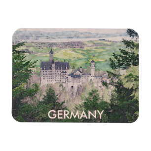 Retro Neuschwanstein Castle in Germany Magnet