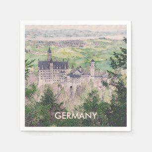Retro Neuschwanstein Castle in Germany Napkin