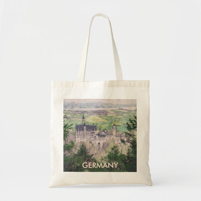 Retro Neuschwanstein Castle in Germany Tote Bag (Front)