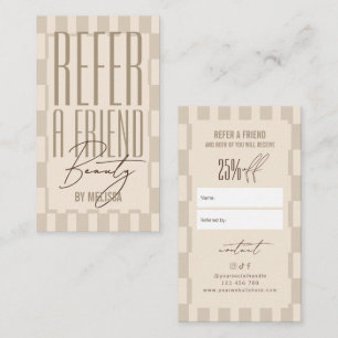 Retro Neutral Beige Groovy Refer a Friend Discount Referral Card