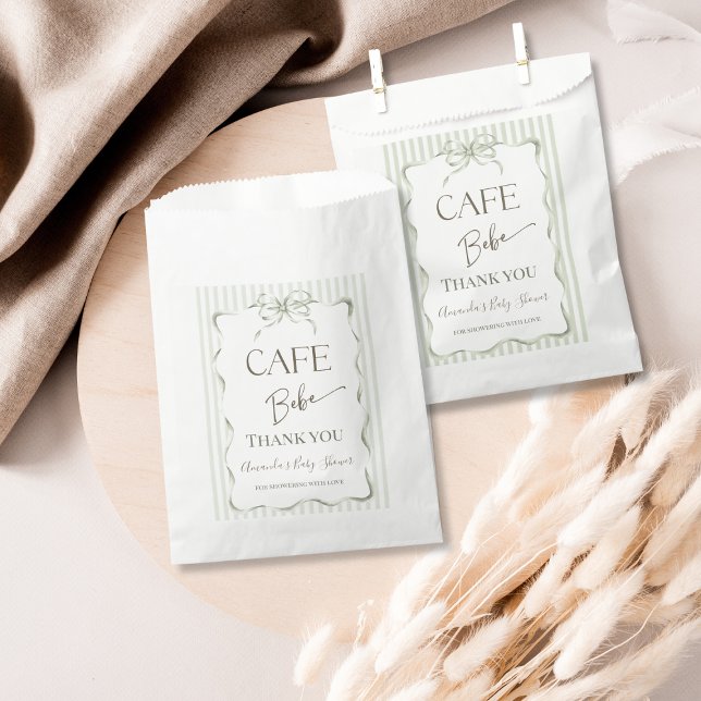 Retro Neutral Bow Cafe Bebe Coffee Baby Shower Favour Bags (Creator Uploaded)