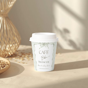 Retro Neutral Bow Cafe Bebe Coffee Baby Shower Paper Cups