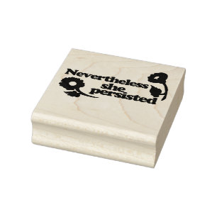 Retro Nevertheless she Persisted Red Poppy Rubber Stamp
