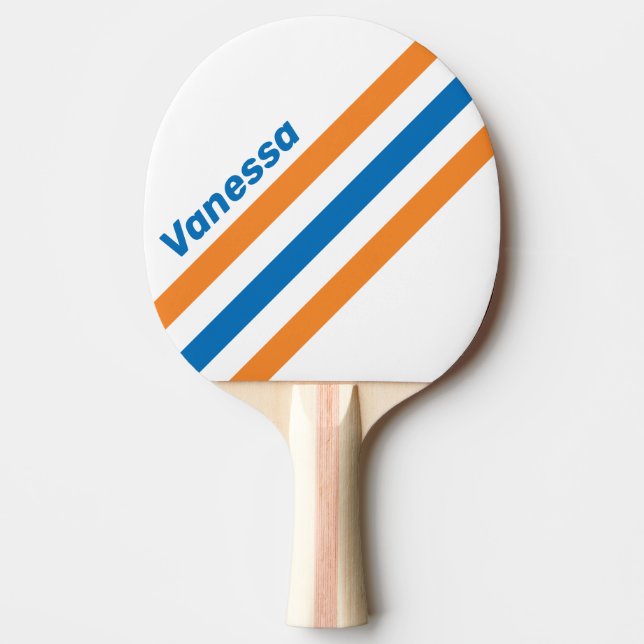 Retro New Amsterdam Angled Striping with Name Ping Pong Paddle (Front)