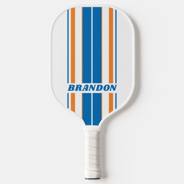 Retro New Amsterdam Board Stripes with Name Pickleball Paddle (Front)