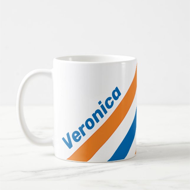 Retro New Amsterdam Stripes with Name Coffee Mug (Left)