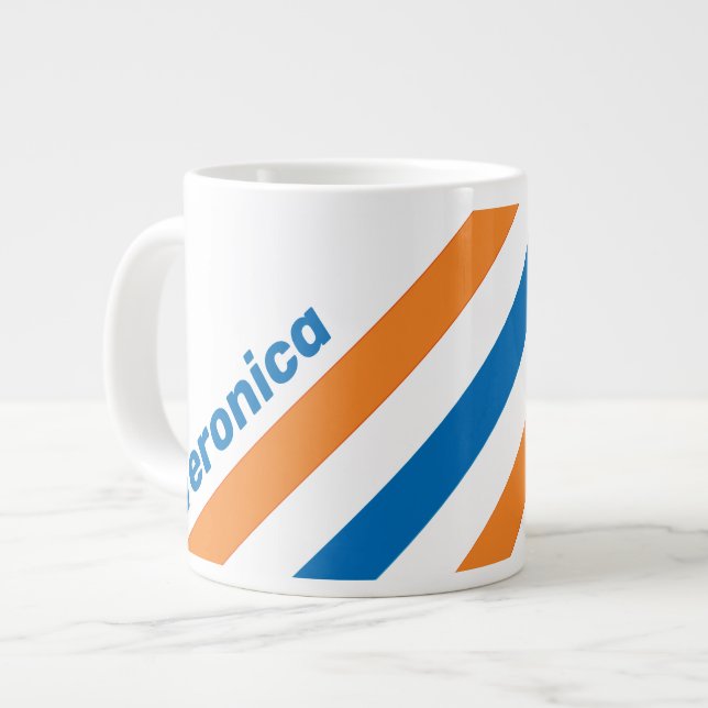 Retro New Amsterdam Stripes with Name Large Coffee Mug (Front Left)