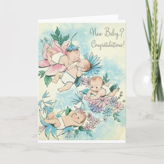 Retro New Baby Congratulations Card (Front)