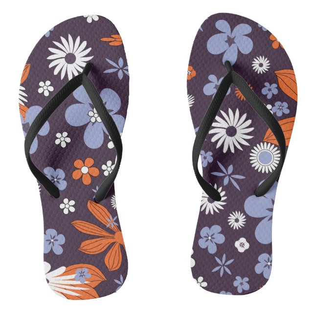 Retro New Design Floral Indie Flower Drawing Aesth Jandals (Footbed)