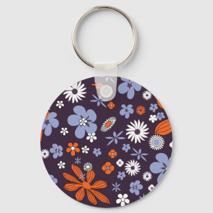 Retro New Design Floral Indie Flower Drawing Aesth Key Ring