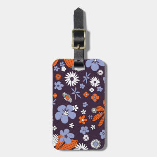 Retro New Design Floral Indie Flower Drawing Aesth Luggage Tag