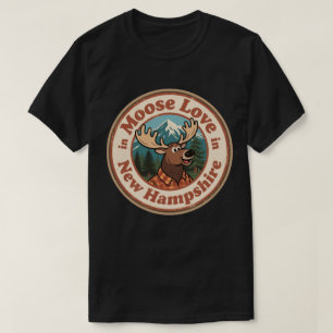 Retro New Hampshire Badge_ Moose with Mountain T-Shirt
