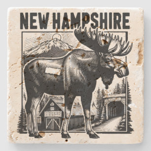 Retro New Hampshire Stone Coaster