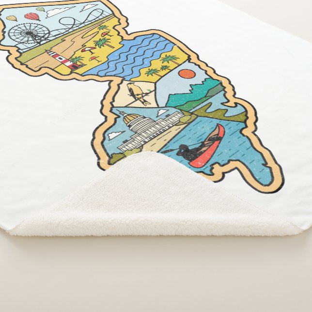 Retro New Jersey Cape May Atlantic City Souvenir Sherpa Blanket (3/4)