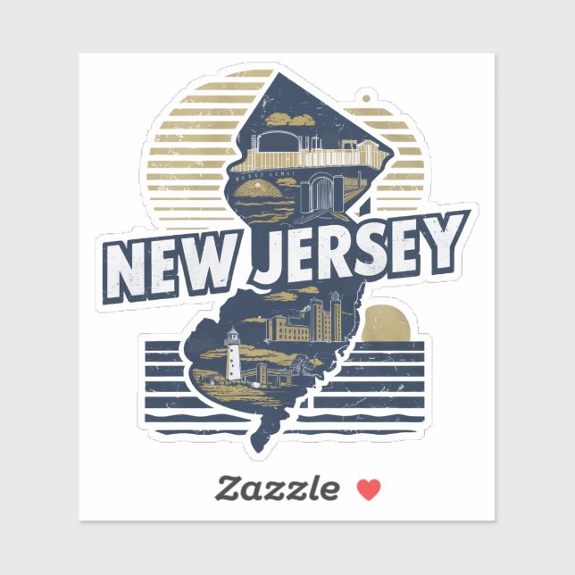 Retro New Jersey State Sticker (Sheet)