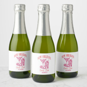retro new orleans bachelorette  sparkling wine label