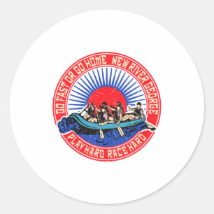Retro New River George Rafting _1 Classic Round Sticker